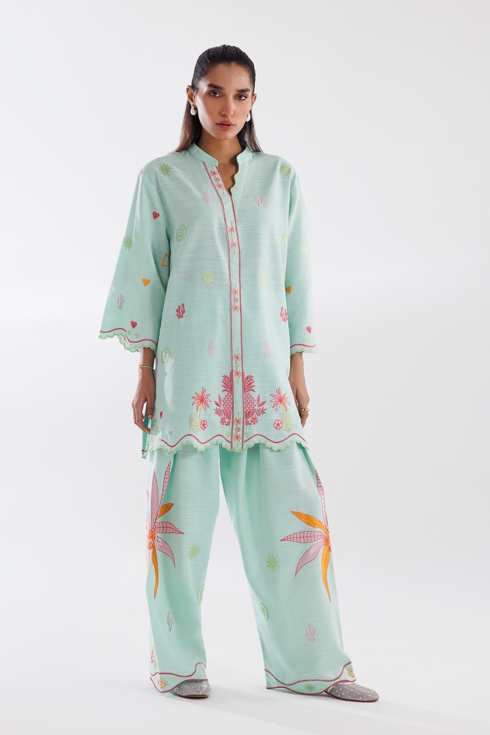 Stitched Embroidered Khaddar Shirt + Shalwar Main image