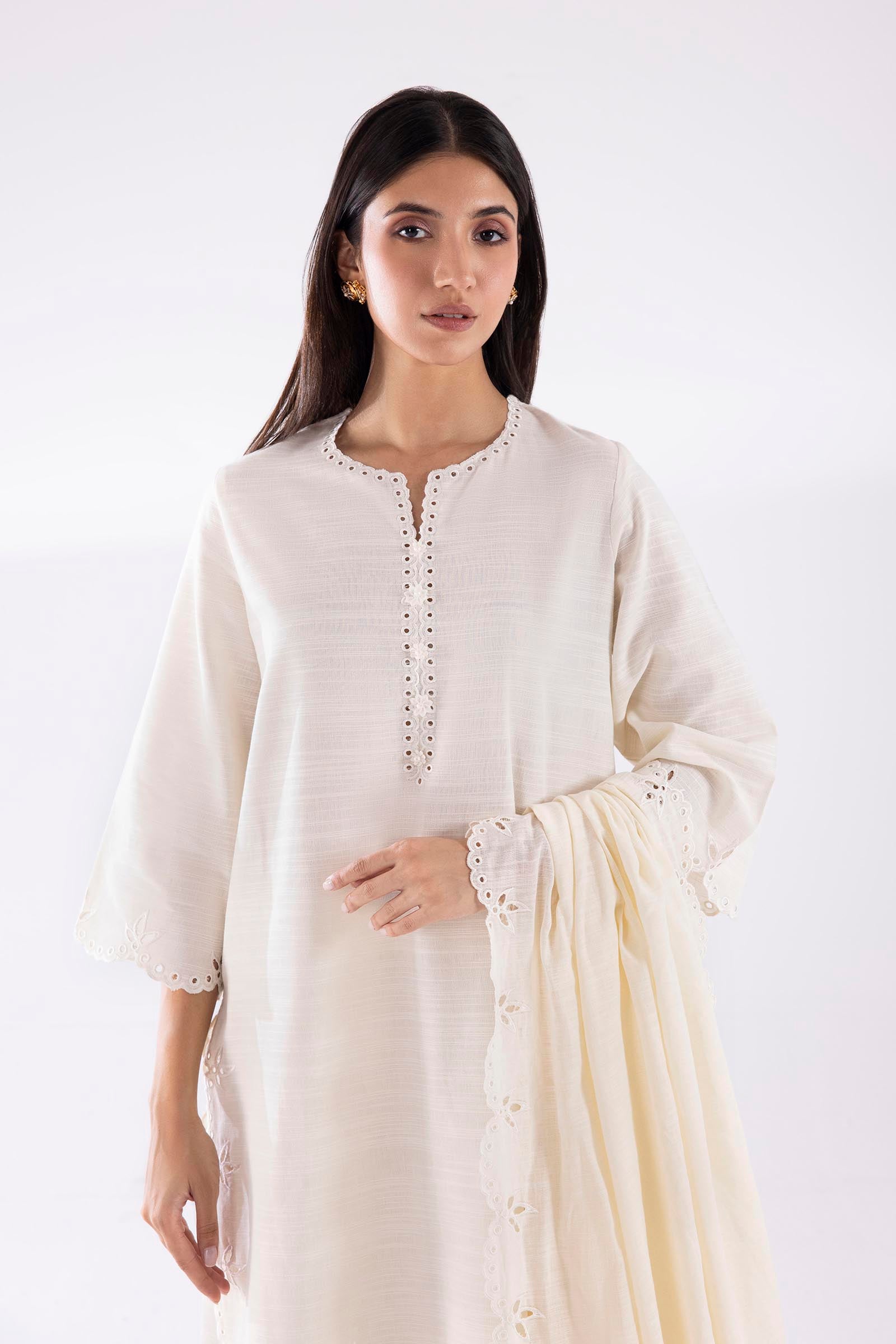 Stitched Embroidered Khaddar Suit Secondary image