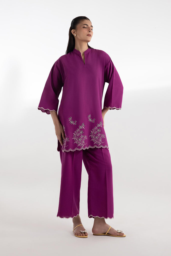 Stitched Slub KhaddarShirt + Culotte