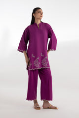 Stitched Slub KhaddarShirt + Culotte