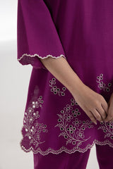 Stitched Slub KhaddarShirt + Culotte