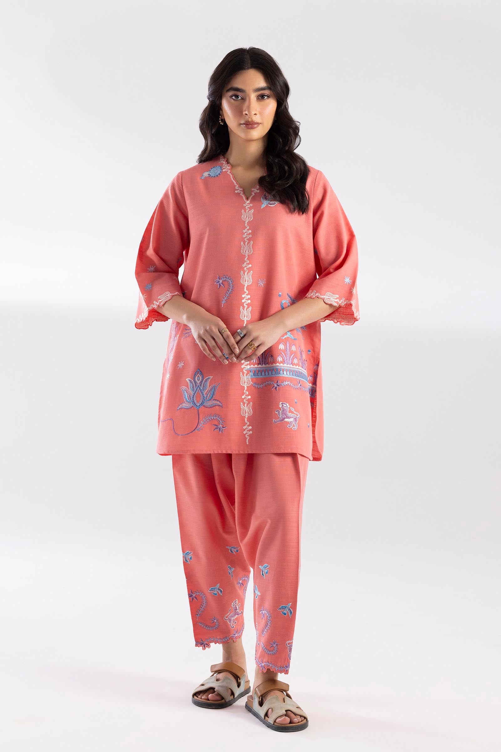 Stitched Embroidered Khaddar Shirt + Shalwar Main image