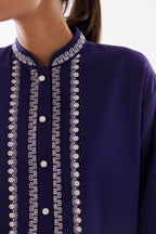 Stitched Embroidered Khaddar Shirt + Culotte