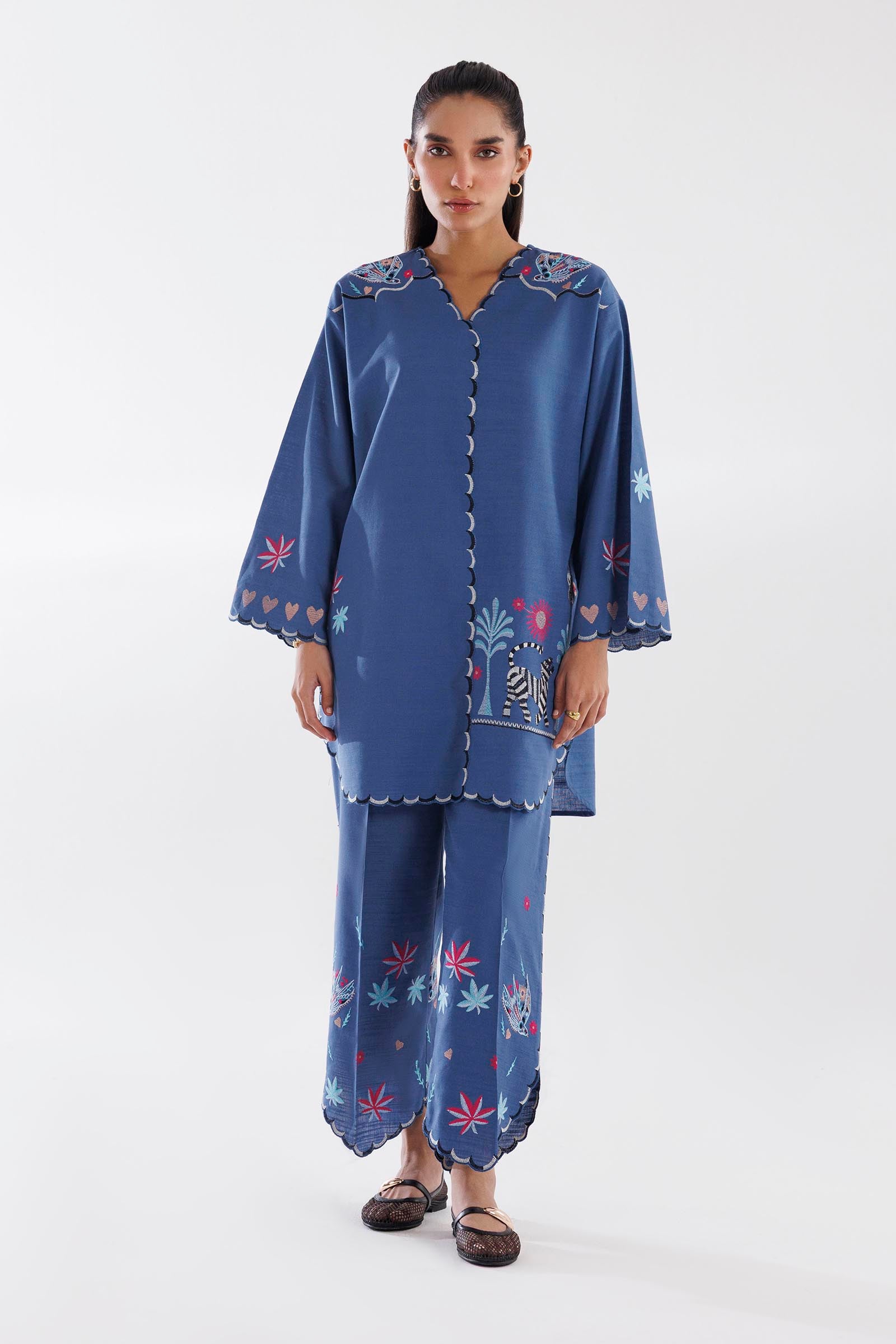 Stitched Embroidered Khaddar Shirt + Shalwar Main image