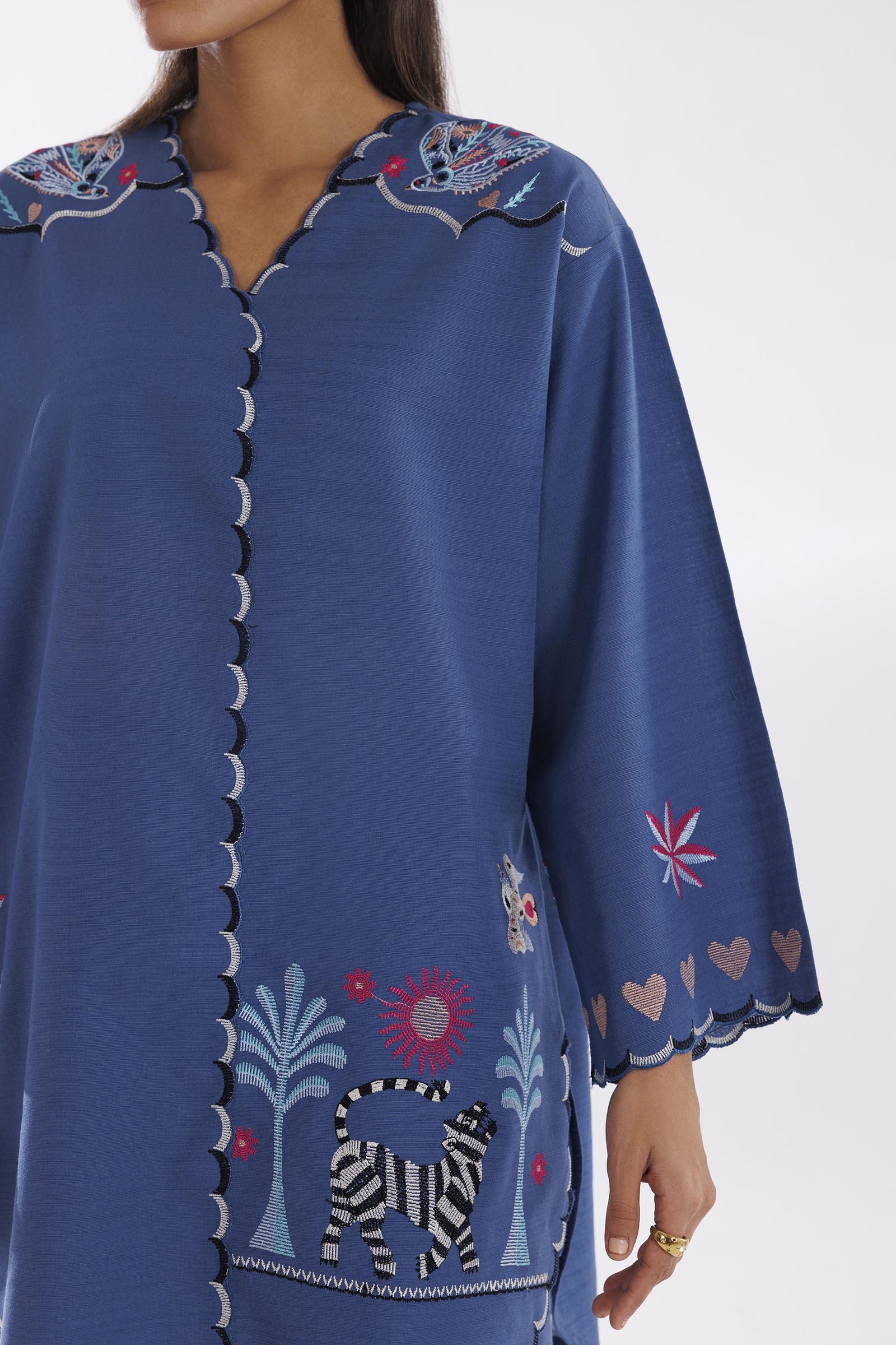 Stitched Embroidered Khaddar Shirt + Shalwar