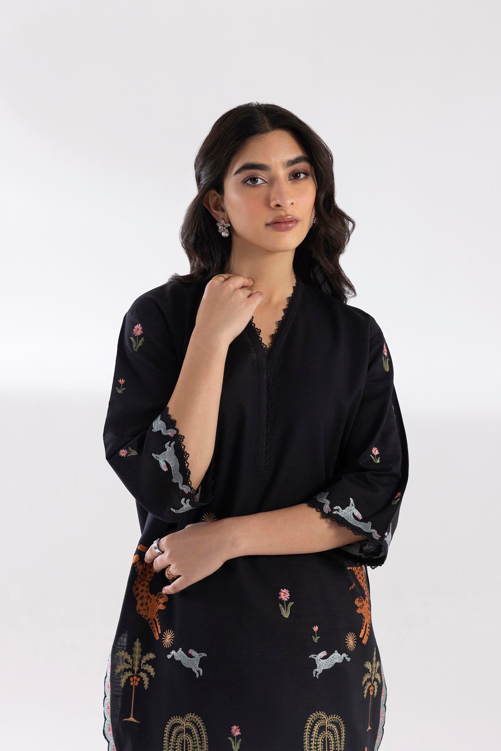 Stitched Embroidered Khaddar Shirt + Shalwar Secondary image