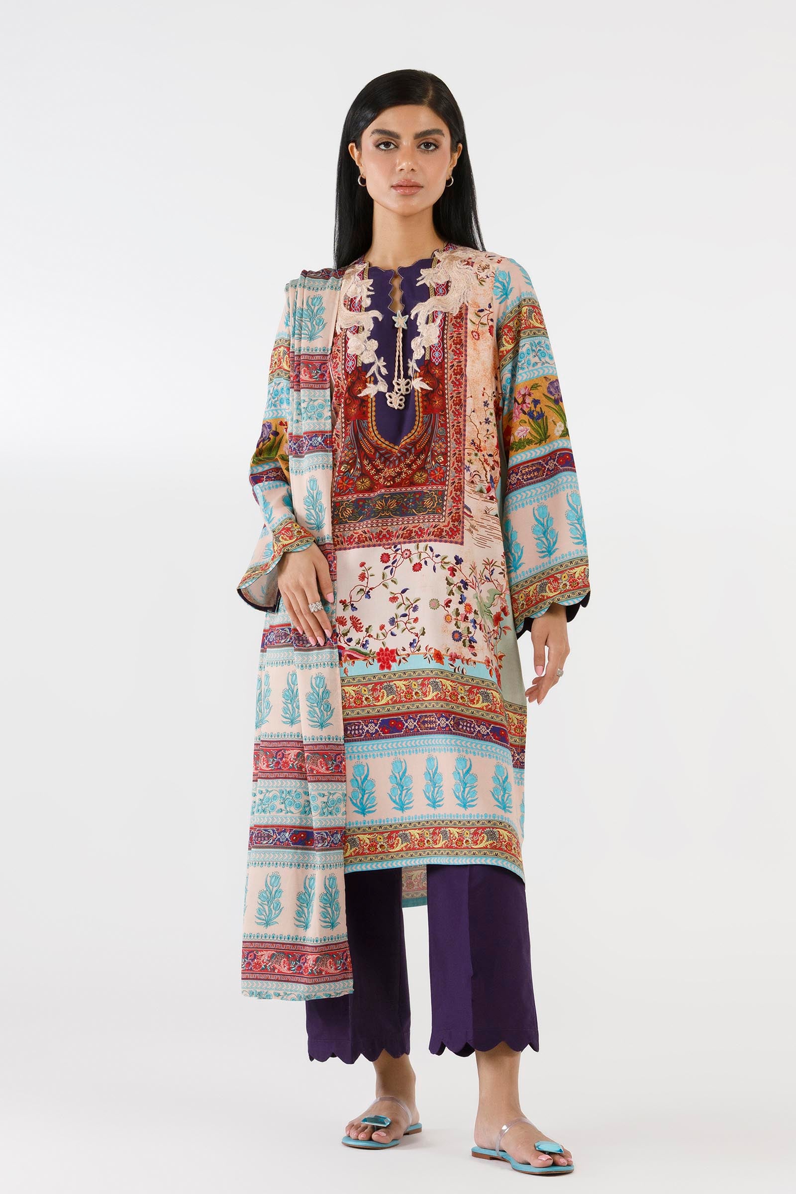 Stitched Printed Linen Suit Main image