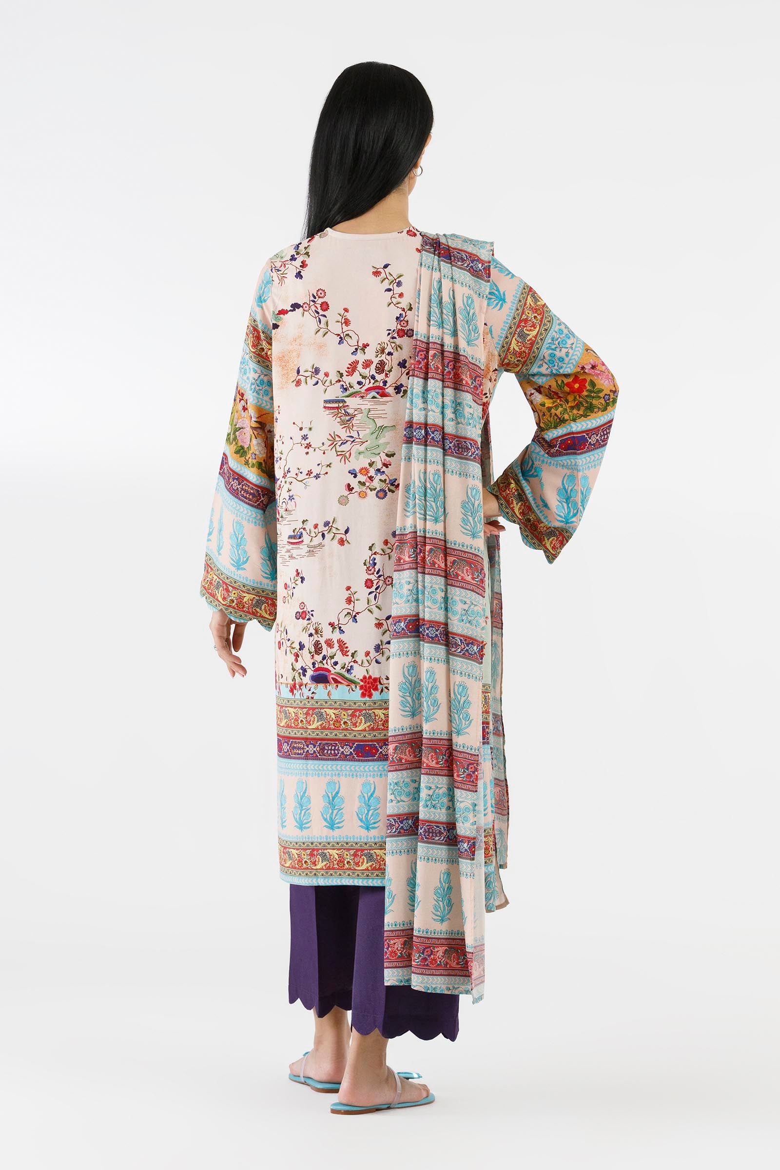 Stitched Printed Linen Suit Secondary image