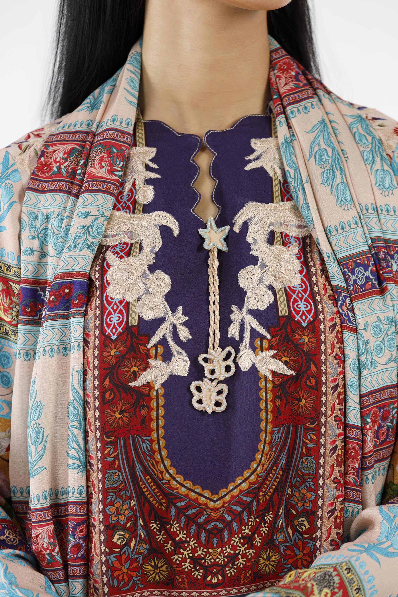 Stitched Printed Linen Suit