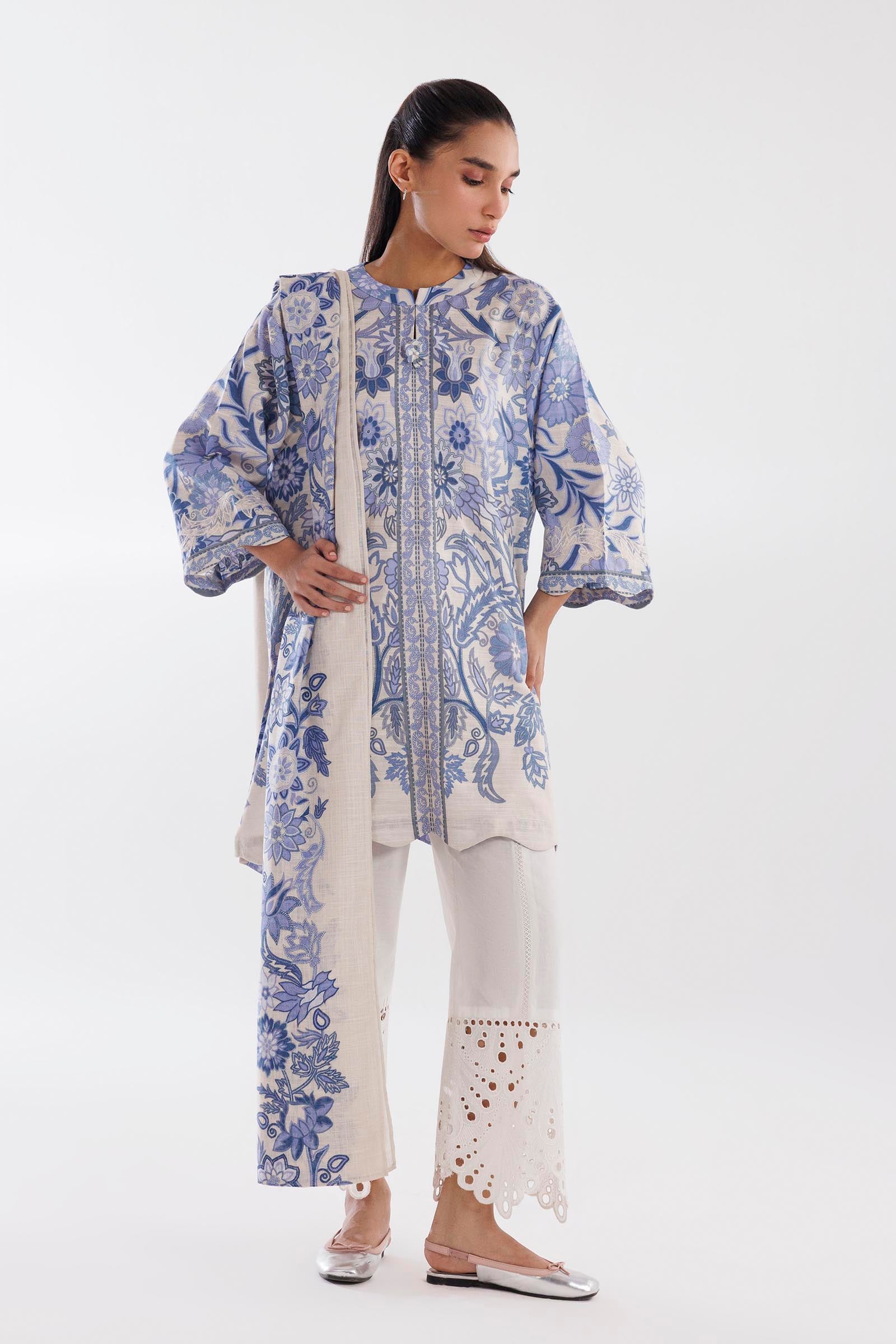Stitched Mahay Printed Khaddar Shirt + Dupatta Main image