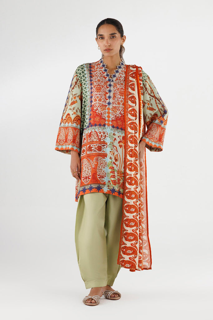 Stitched Printed Linen Suit