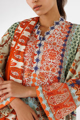 Stitched Printed Linen Suit