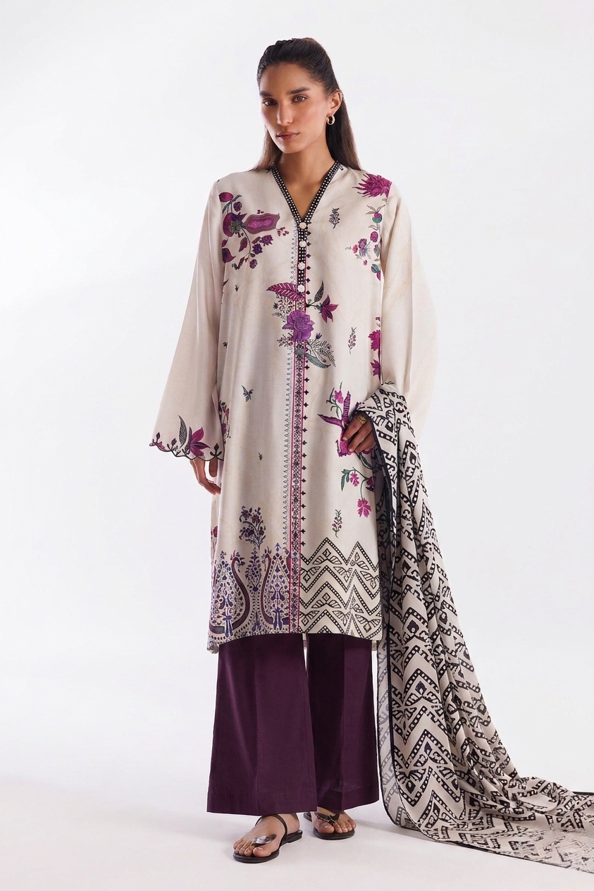 Stitched Mahay Printed Linen Suit Main image