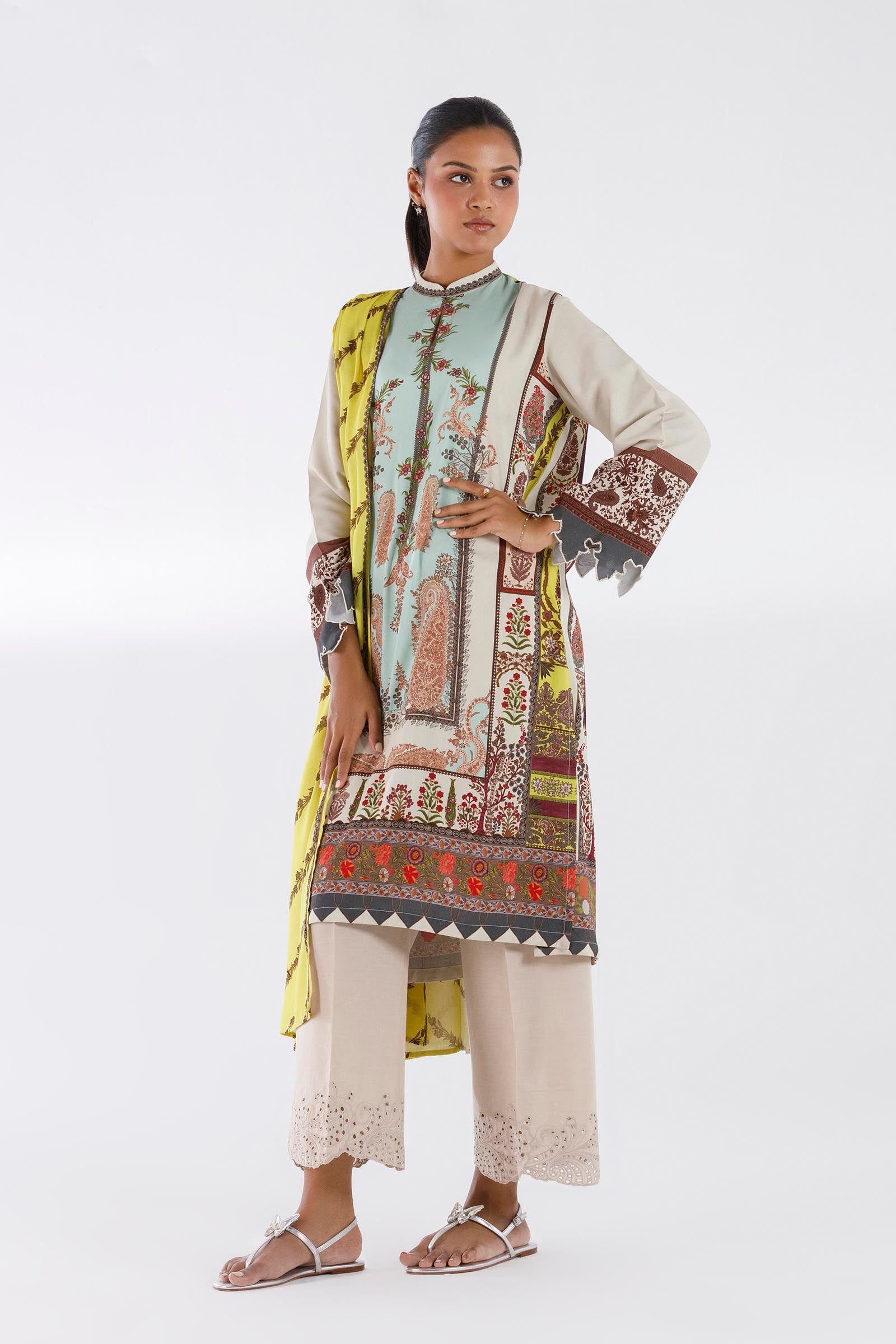 Stitched Printed Linen Shirt+ Dupatta Main image