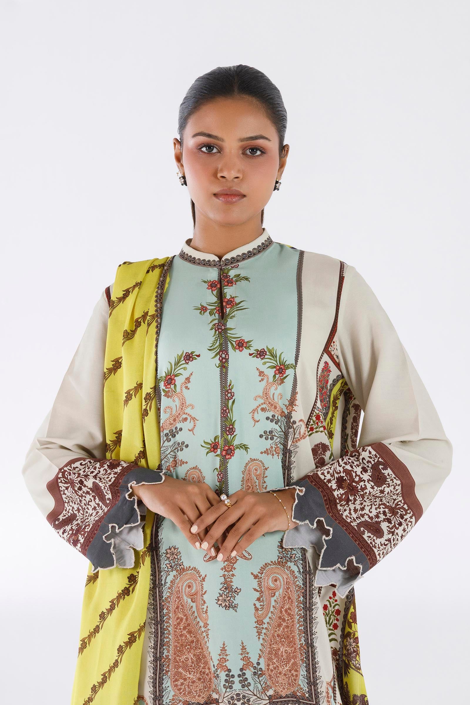 Stitched Printed Linen Shirt+ Dupatta Secondary image