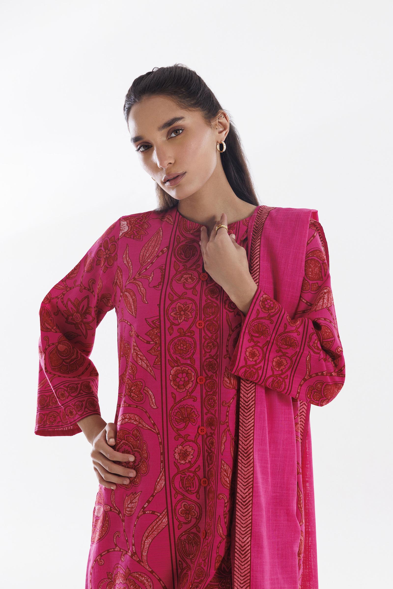 Stitched Mahay Printed Khaddar Shirt + Dupatta Secondary image