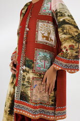 Stitched Printed Linen Shirt + Dupatta