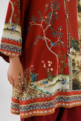 Stitched Printed Linen Shirt + Dupatta