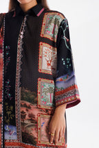 Stitched Mahay Printed Linen Shirt + Dupatta