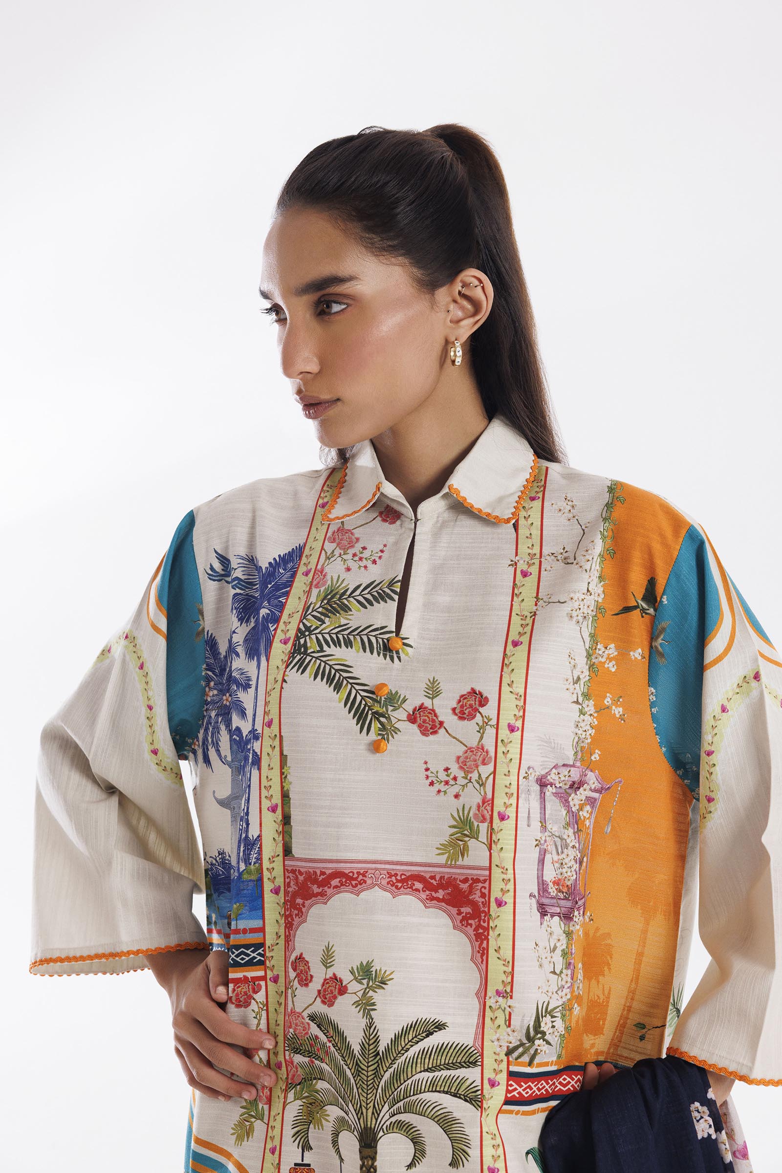 Stitched Mahay Printed Khaddar Shirt + Dupatta Secondary image