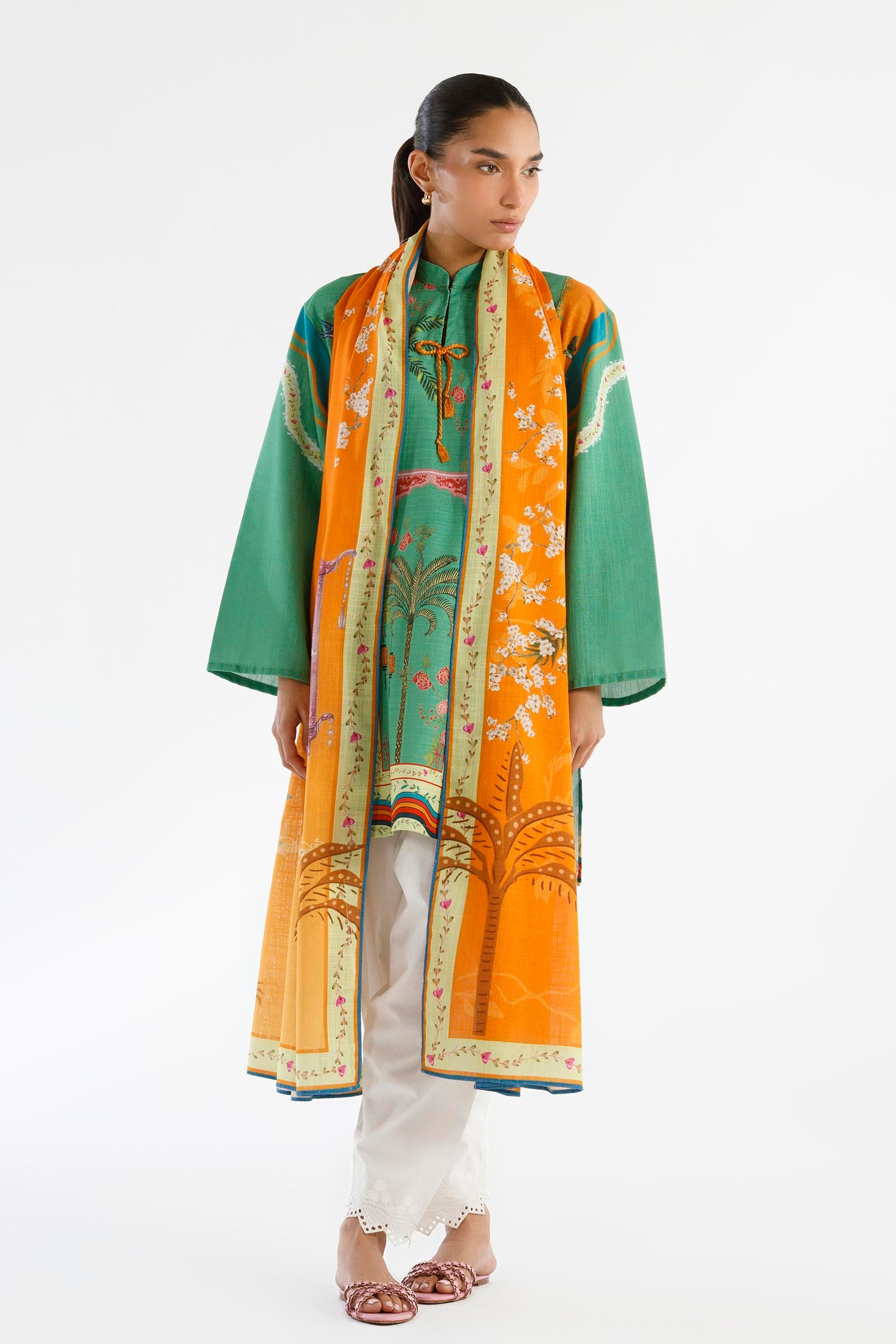 Stitched Printed Khaddar Shirt+ Dupatta Main image