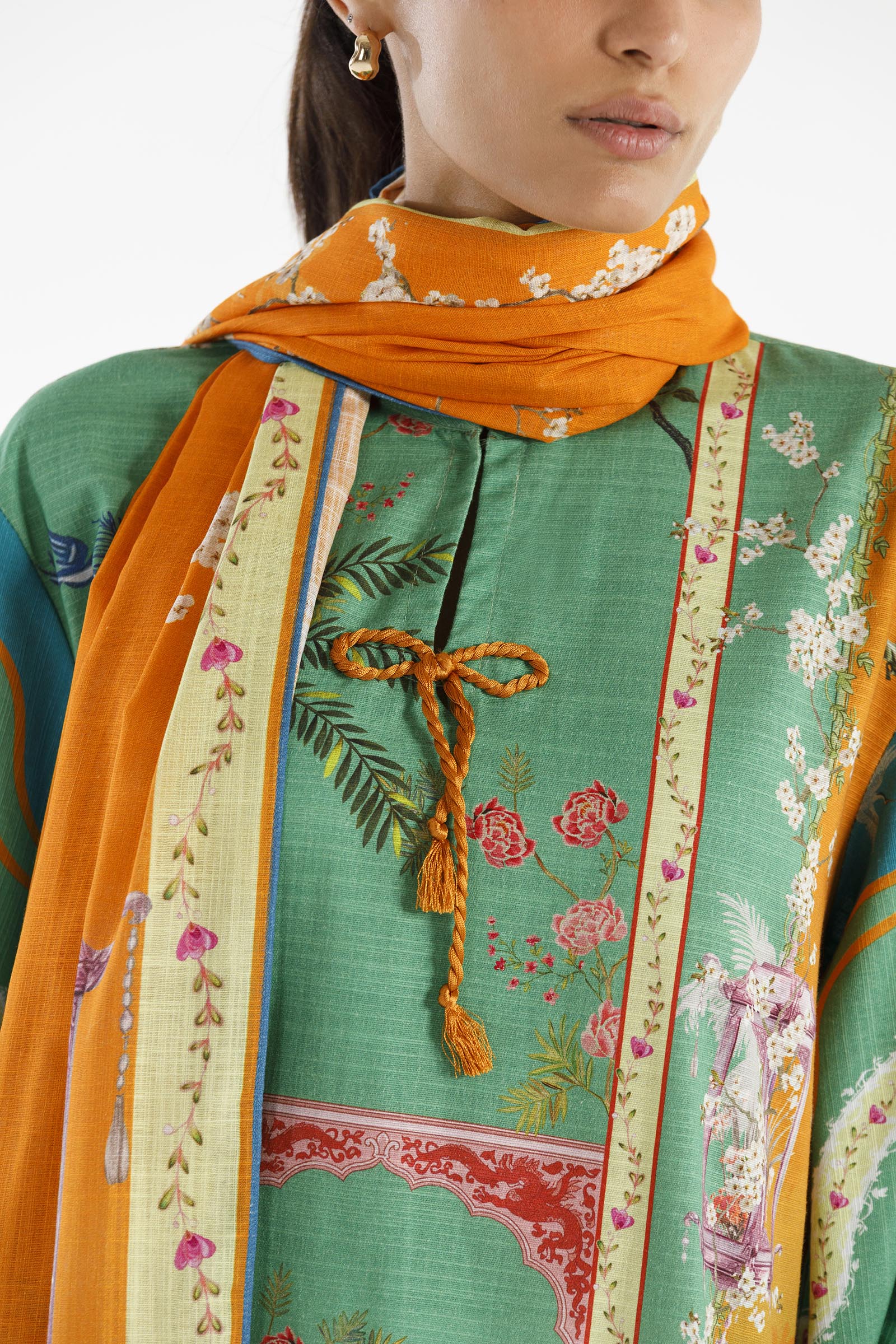 Stitched Printed Khaddar Shirt+ Dupatta