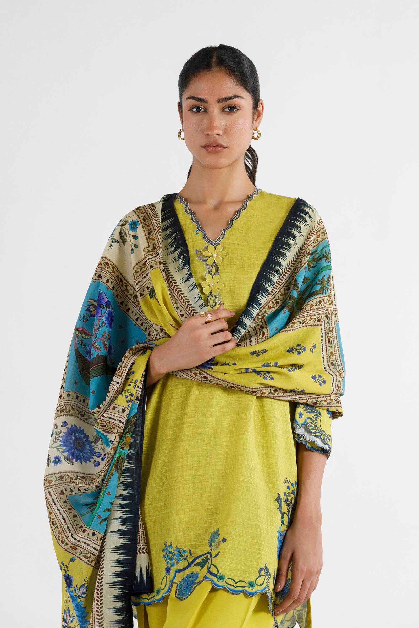 Stitched Embroidered Muzlin Suit Secondary image