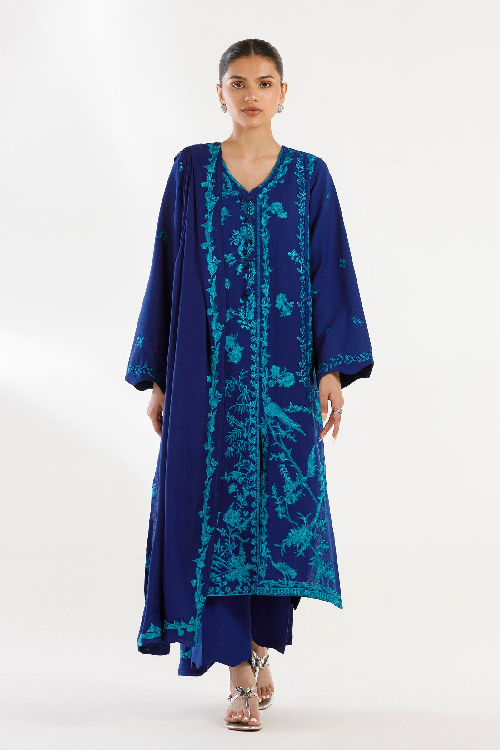 Stitched Embroidered Muzlin Suit Main image