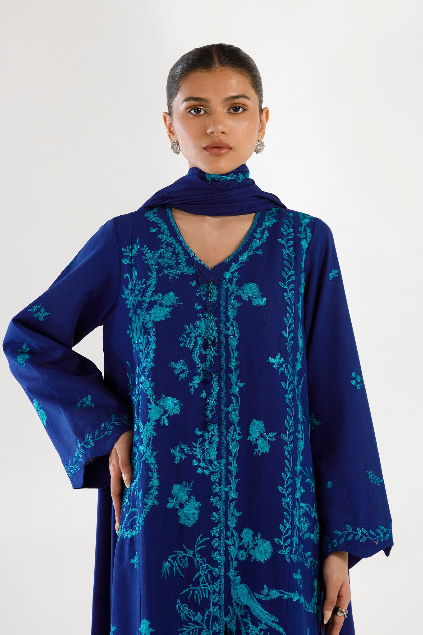Stitched Embroidered Muzlin Suit Secondary image