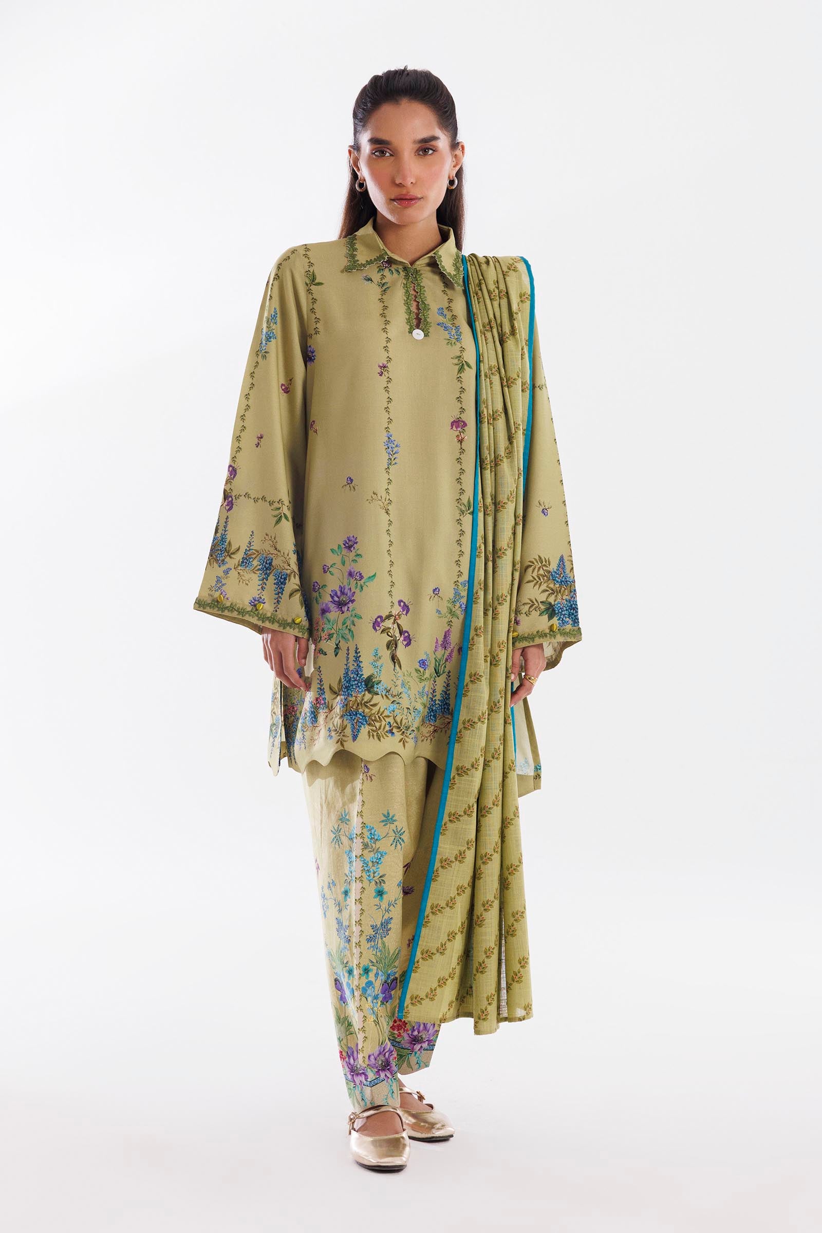 Stitched Khaddar Muzlin Suit Main image