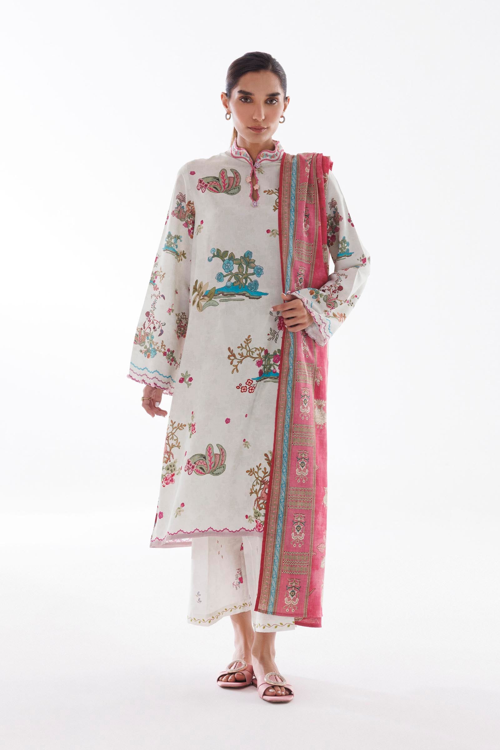 Stitched Linen Muzlin Suit Main image