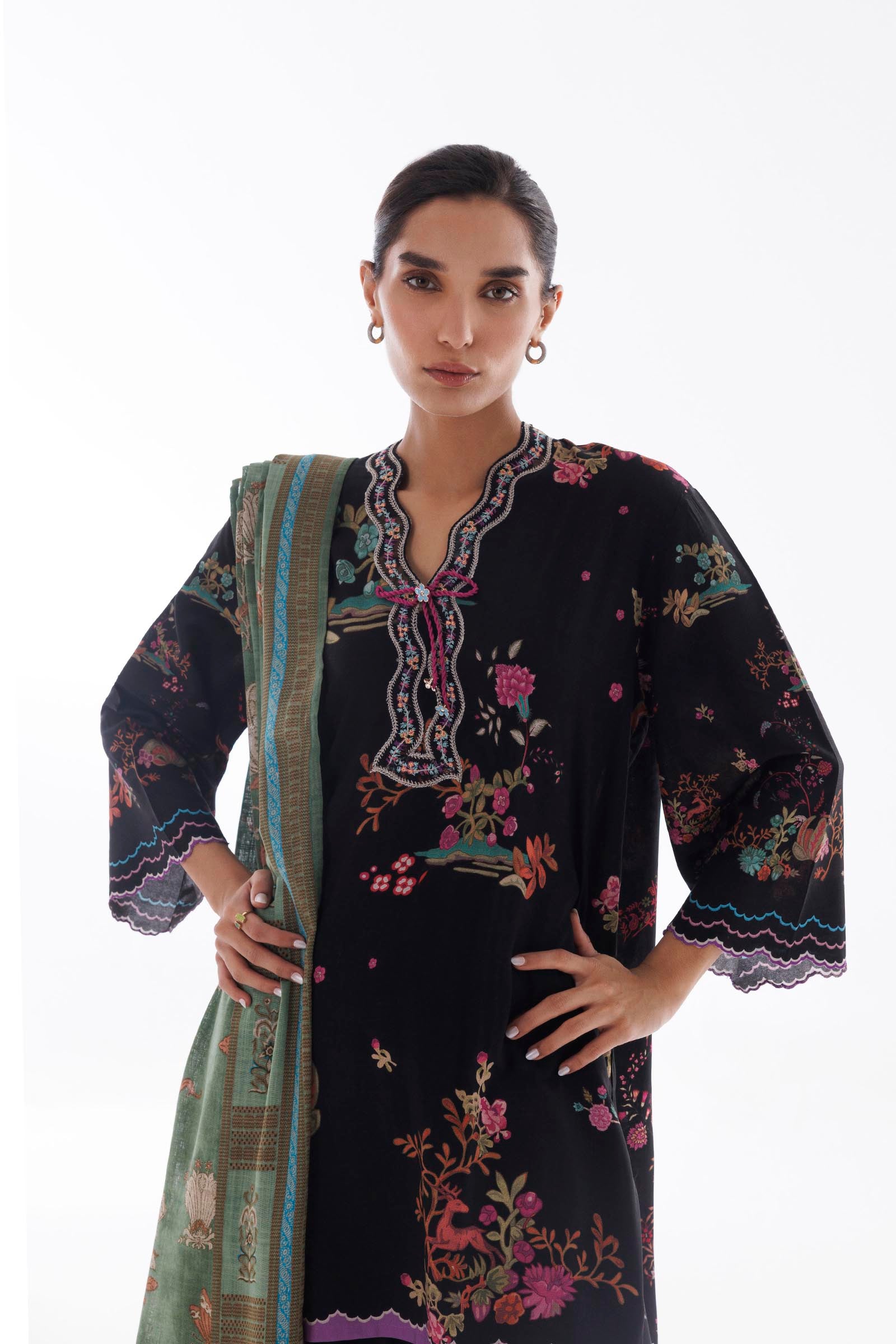 Stitched Linen Muzlin Suit Secondary image