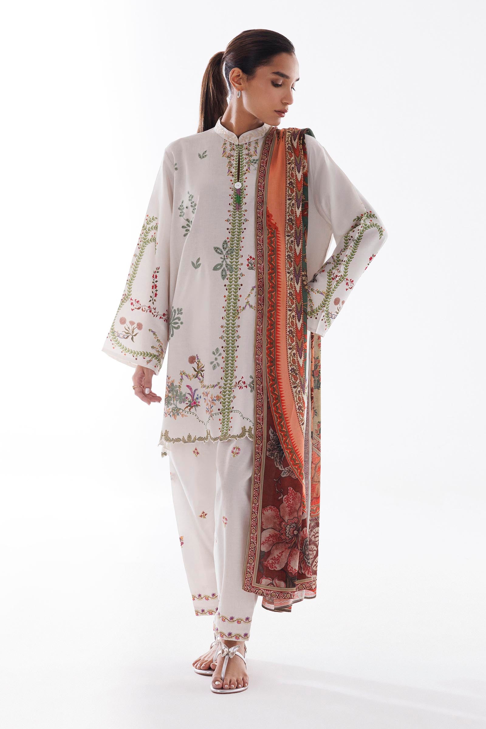 Stitched Linen Muzlin Suit Main image