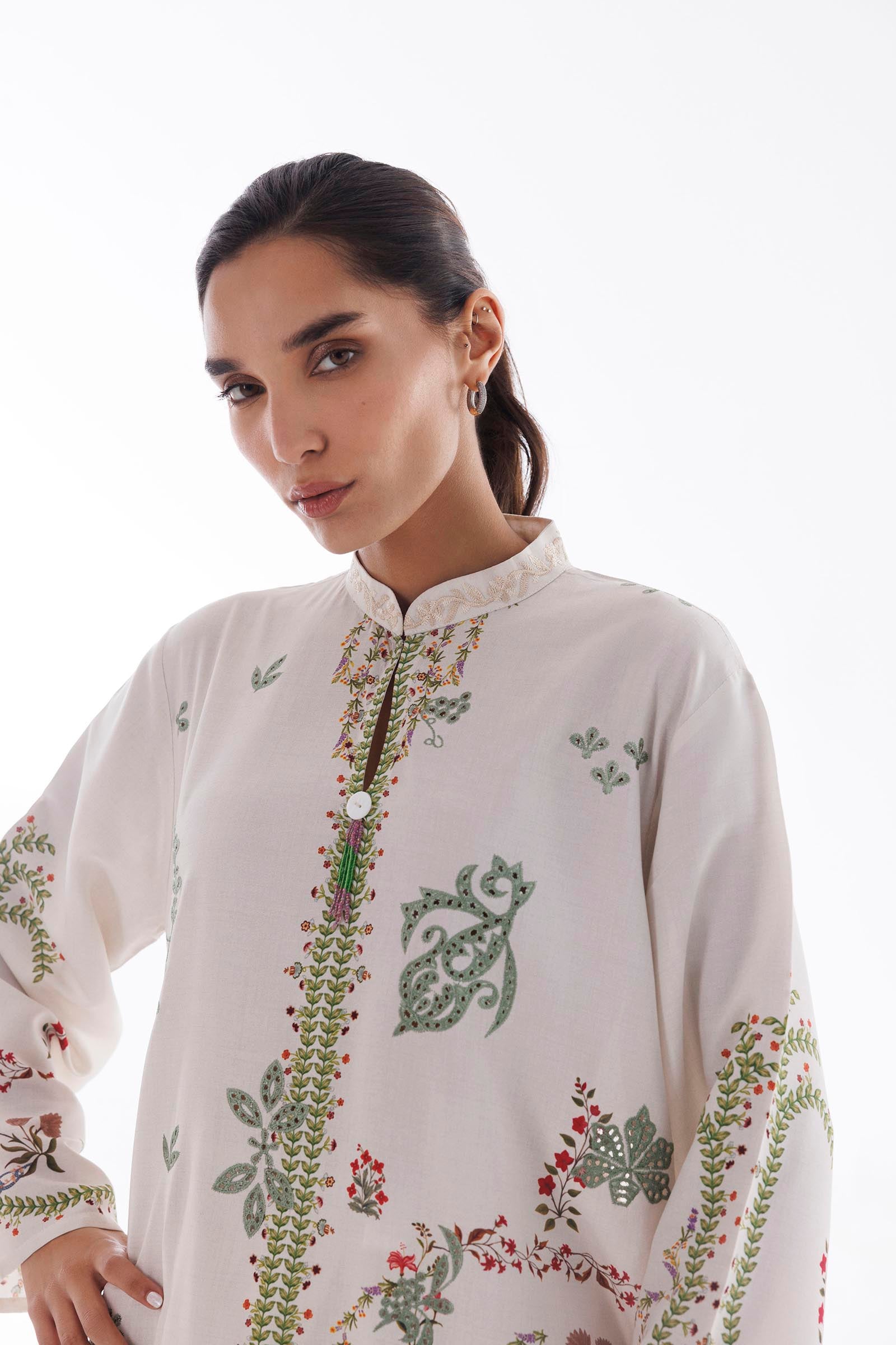 Stitched Linen Muzlin Suit Secondary image