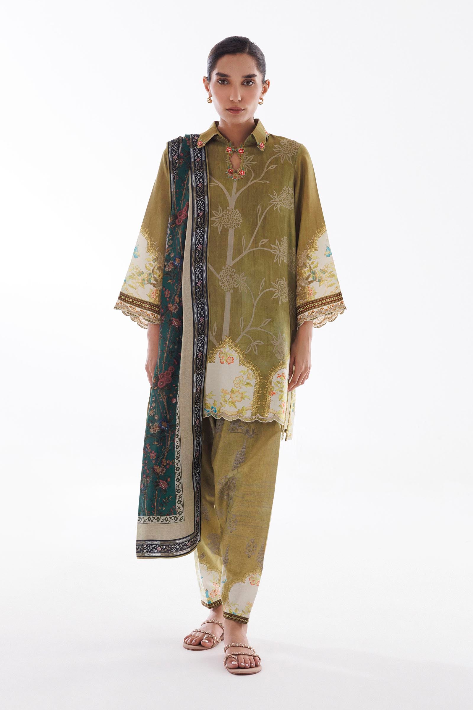 Stitched Linen Muzlin Suit Main image