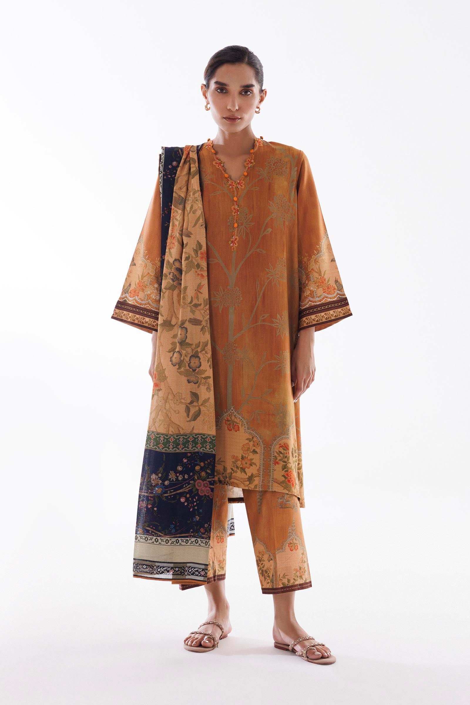 Stitched Linen Muzlin Suit Main image