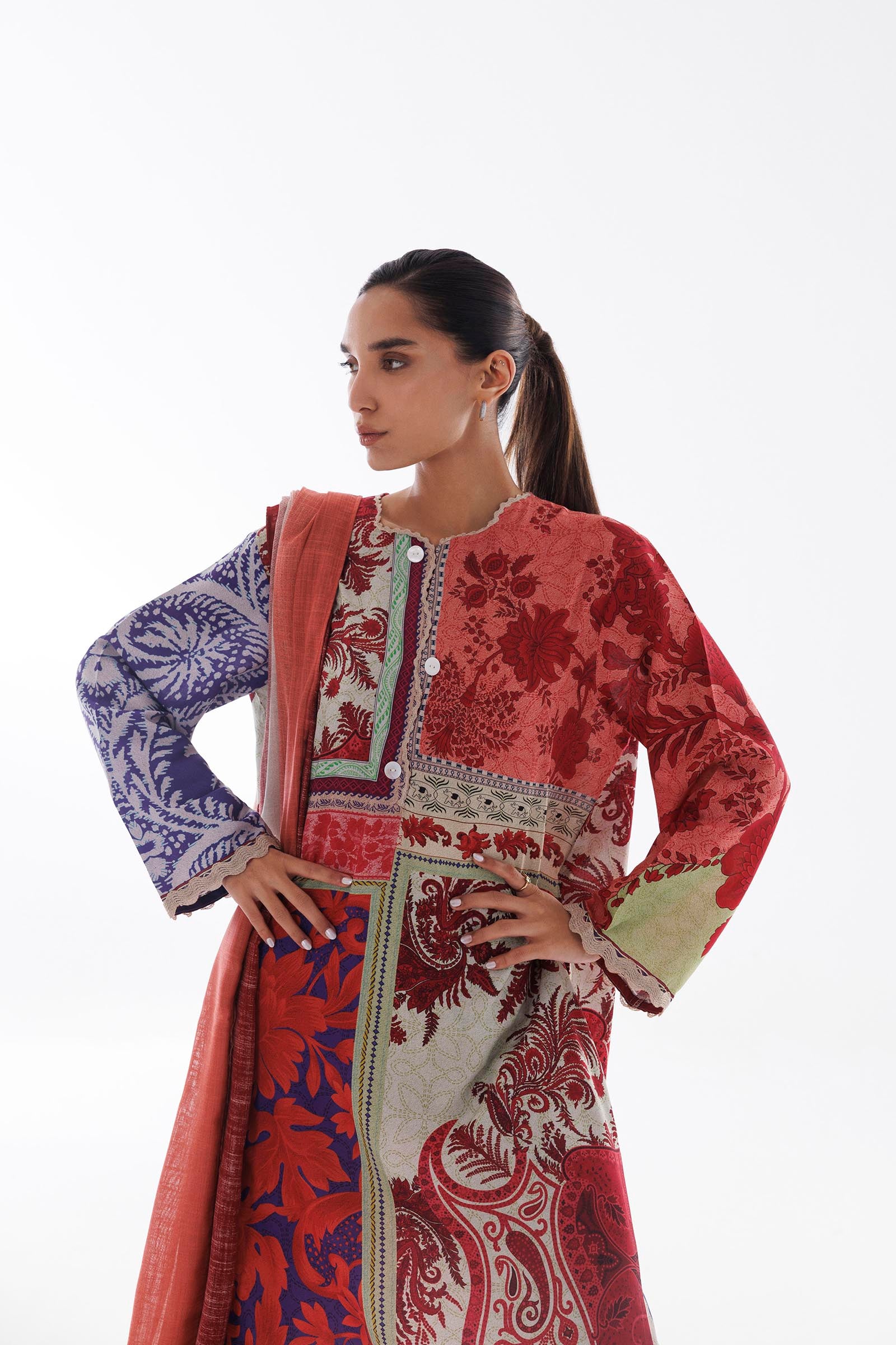 Stitched Linen Muzlin Suit Secondary image