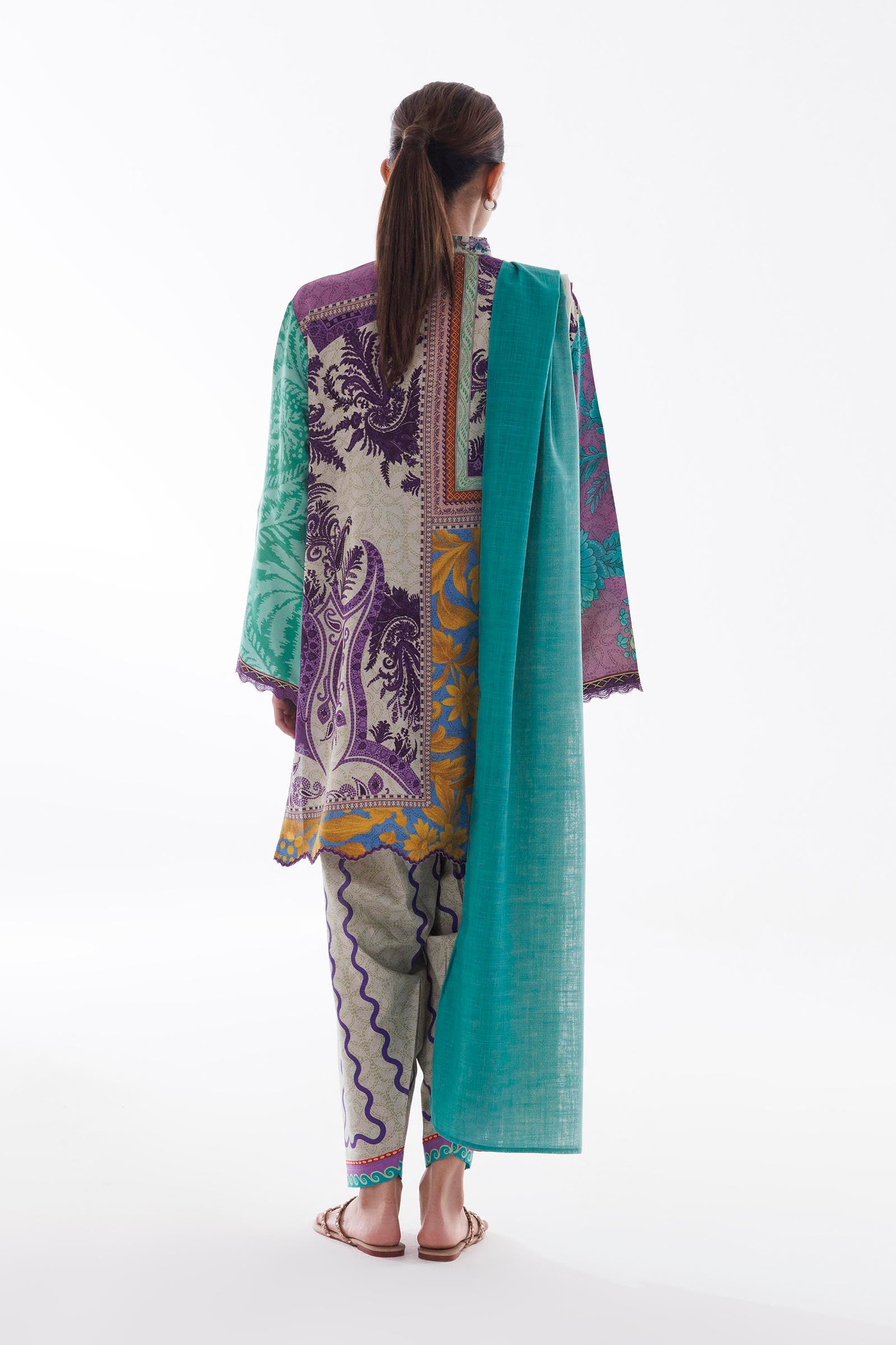 Stitched Linen Muzlin Suit