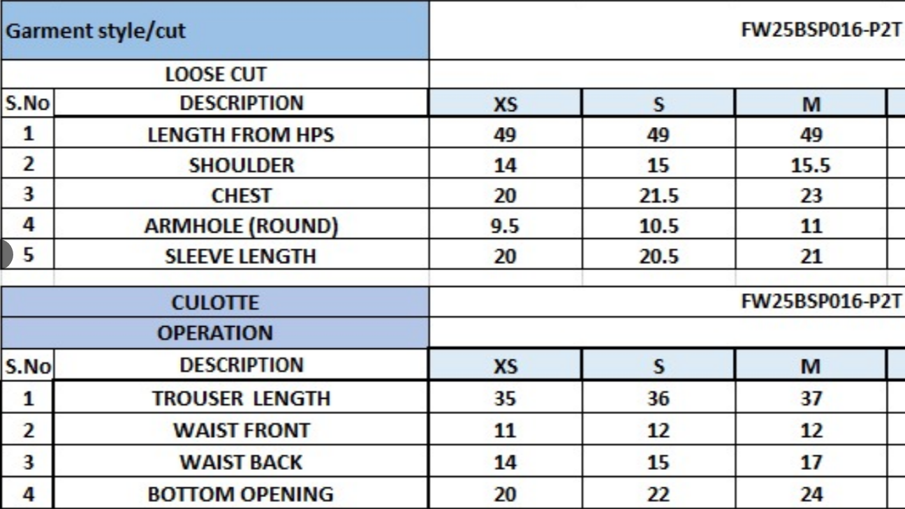 Size Chart