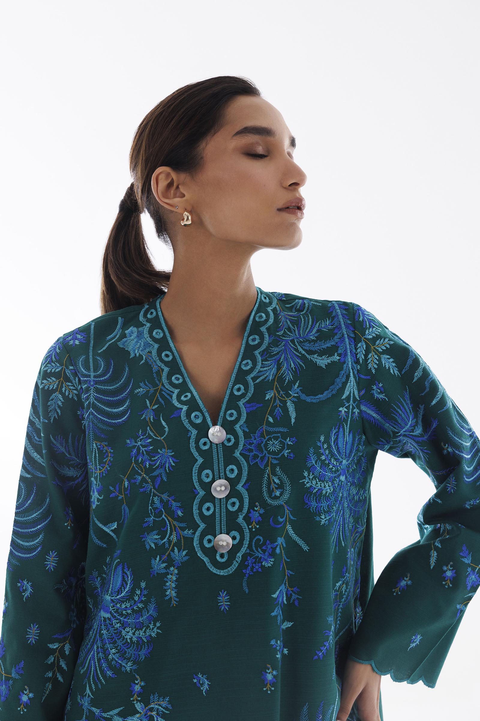 Stitched Embroidered Khaddar Shirt + Culotte Main image
