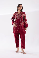Stitched Embroidered Khaddar Shirt + Shalwar