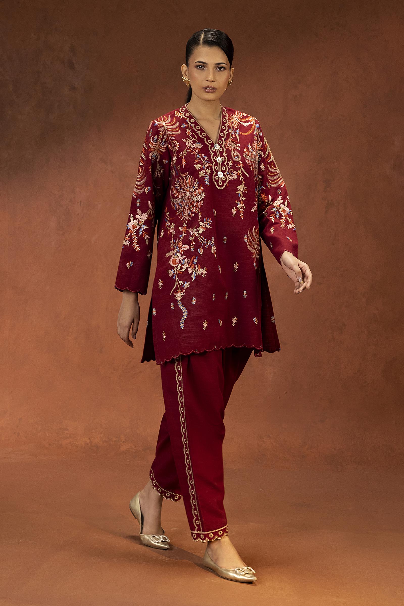 Stitched Embroidered Khaddar Shirt + Shalwar Main image