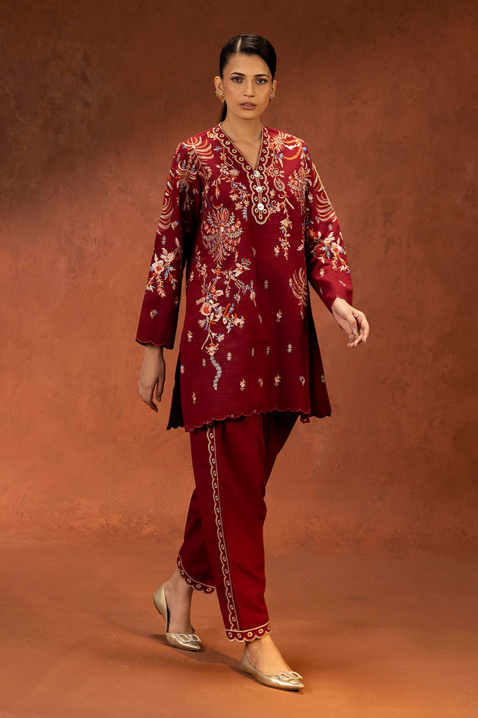 Stitched Embroidered Khaddar Shirt + Shalwar