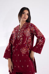 Stitched Embroidered Khaddar Shirt + Shalwar