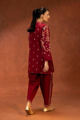 Stitched Embroidered Khaddar Shirt + Shalwar