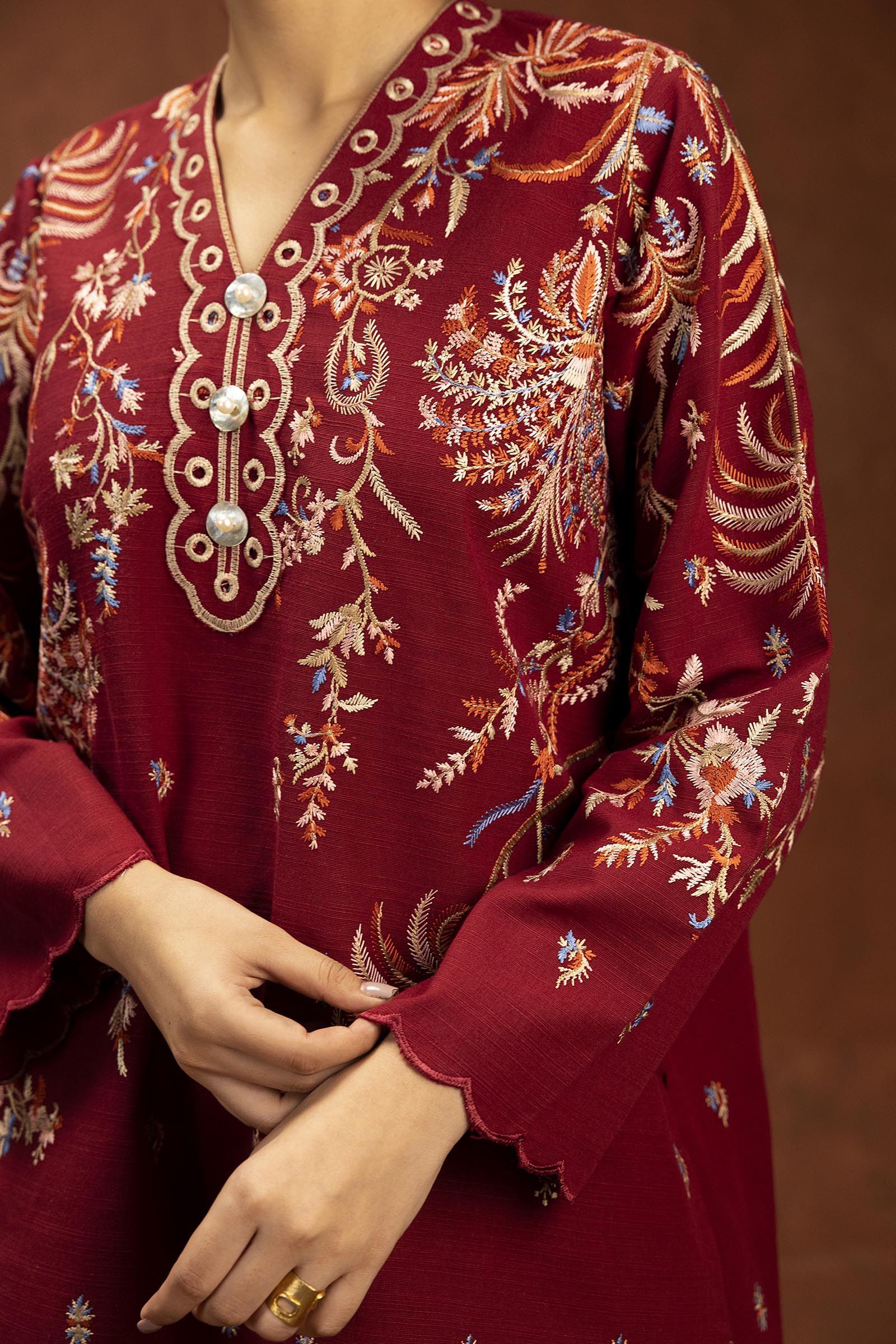 Stitched Embroidered Khaddar Shirt + Shalwar Secondary image