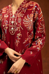 Stitched Embroidered Khaddar Shirt + Shalwar