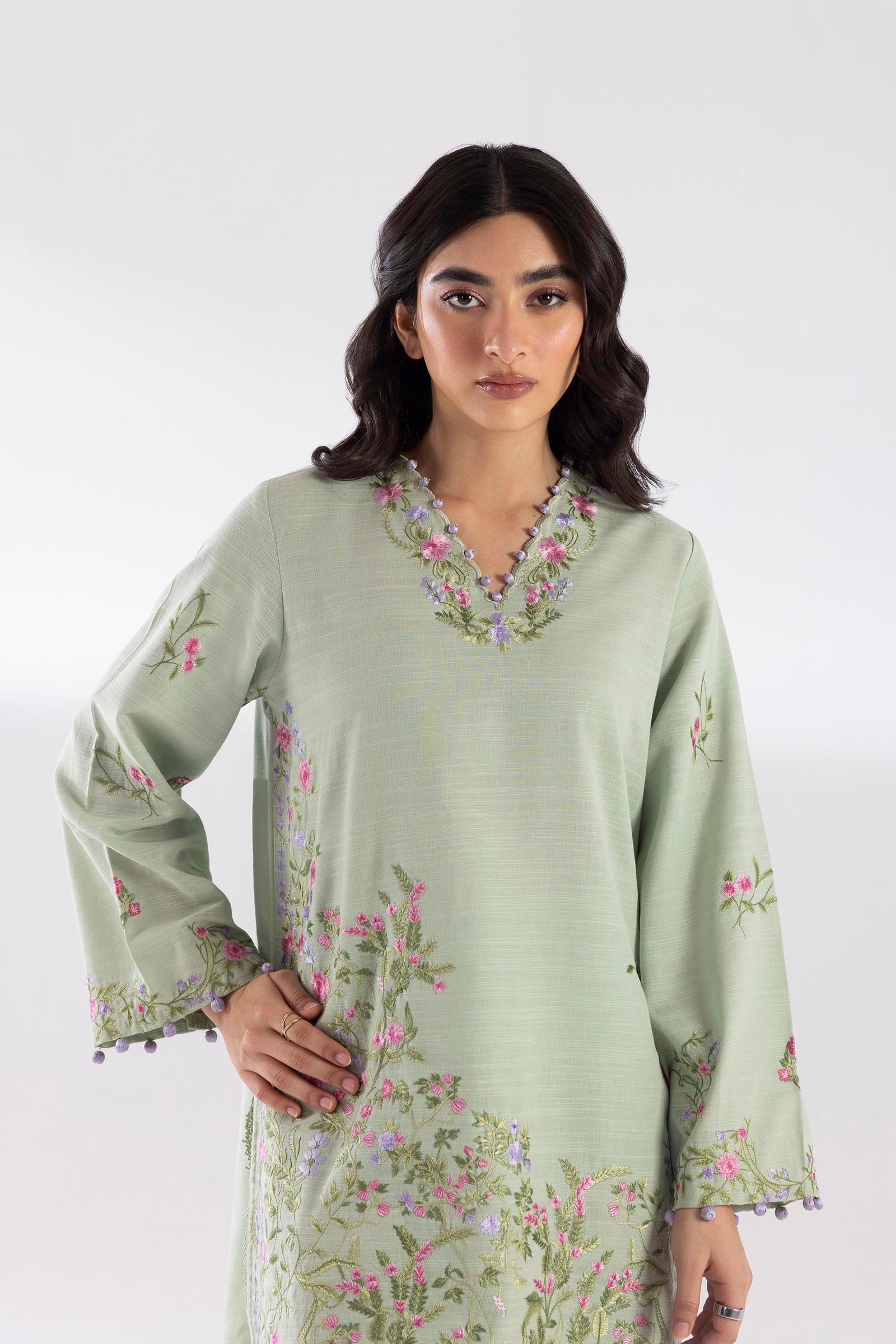Stitched Embroidered Khaddar Shirt + Shalwar Secondary image