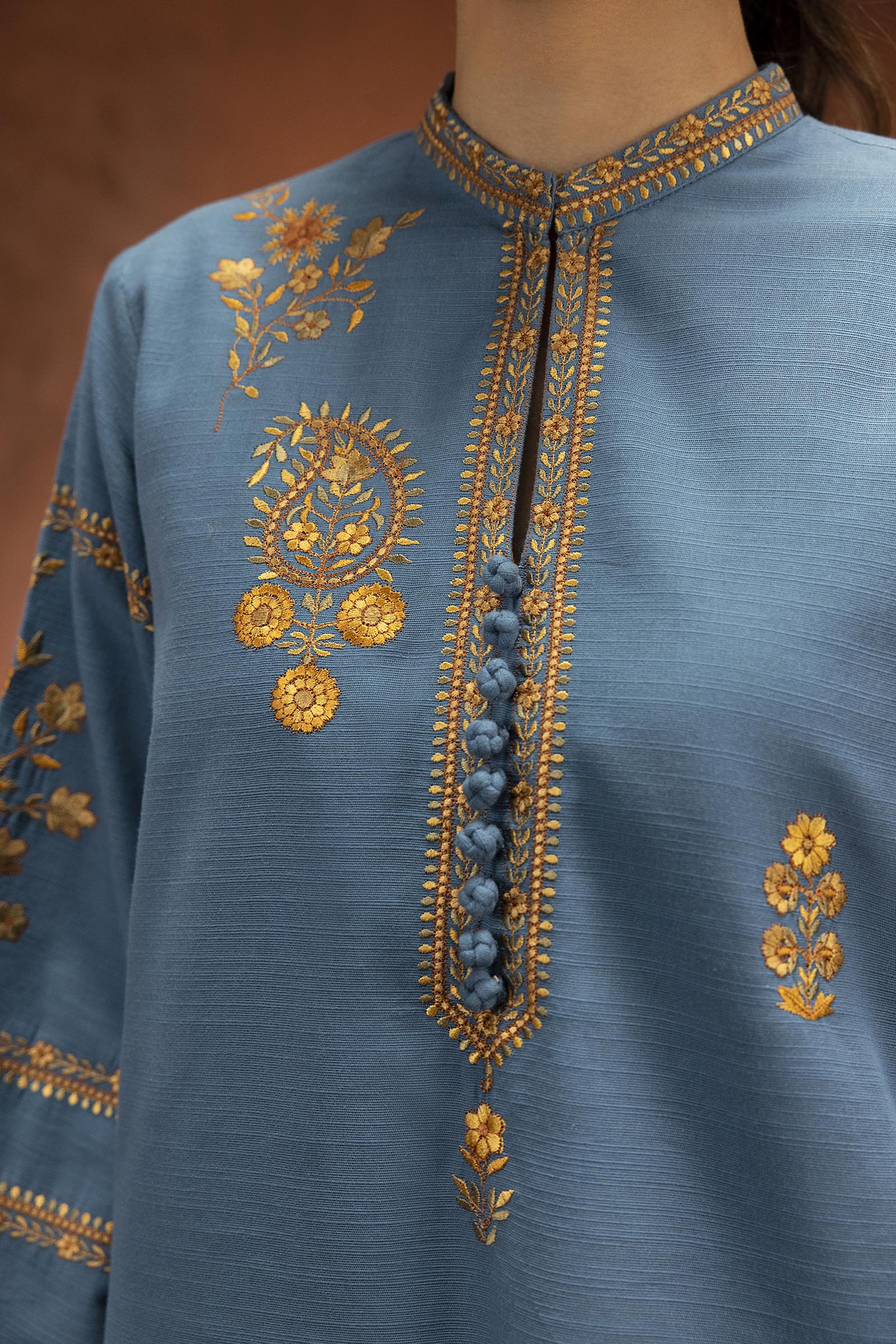 Stitched Embroidered Khaddar Slub Secondary image