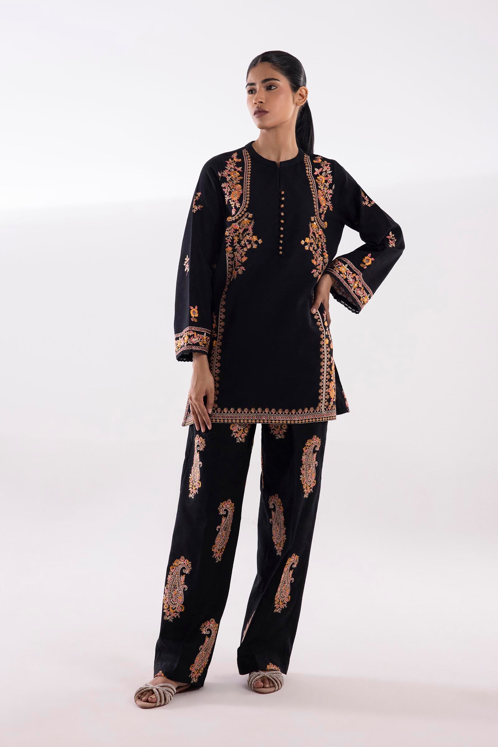Stitched Embroidered Khaddar Shirt + Culotte Main image